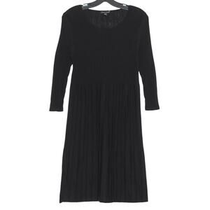 Eileen Fisher Sweater Dress Wool Minimalist Academia 90s Goth Black XS Flawed